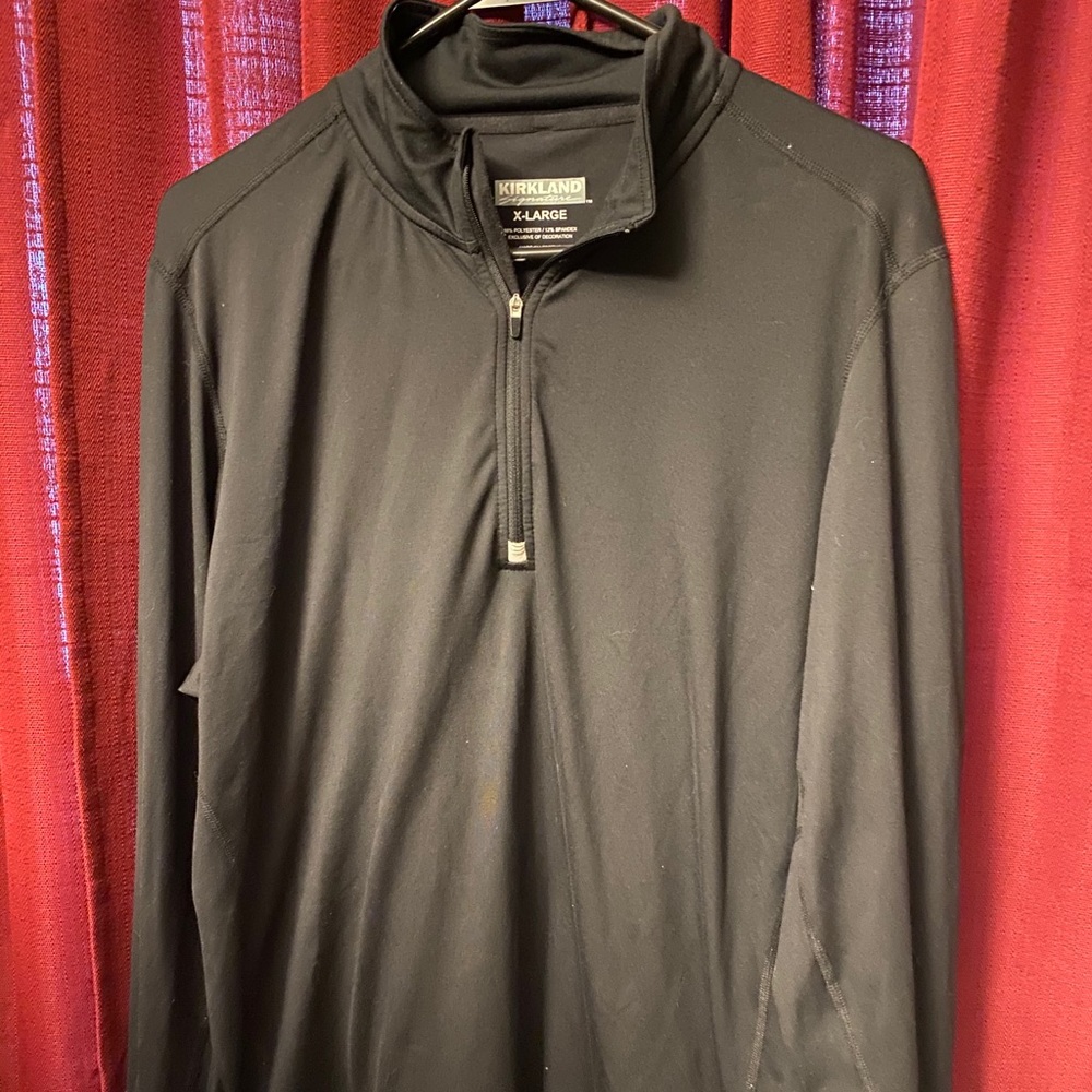 Kirkland Signature-Black,3/4 Zip Poly L/S‎ Shirt
